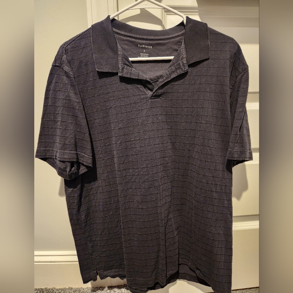 Van Heusen Striped Polo Black Active Golf Mens Large